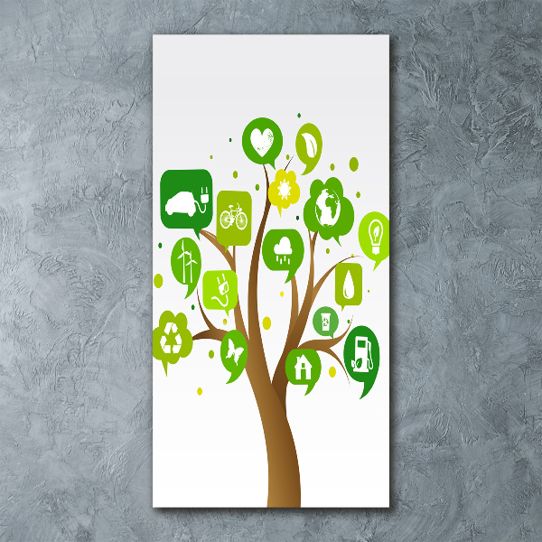 Cuadro de metacrilato moderno efecto cristal vertical Árbol ecológico