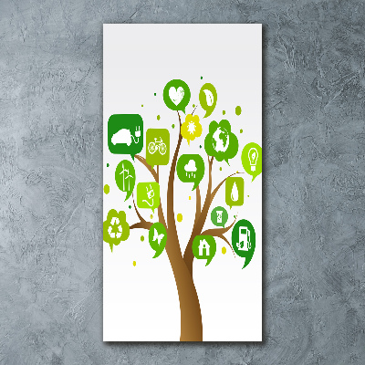 Cuadro de metacrilato moderno efecto cristal vertical Árbol ecológico