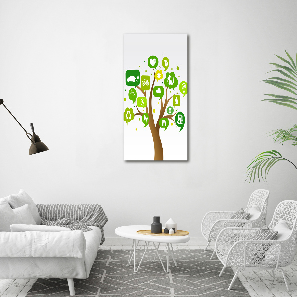 Cuadro de metacrilato moderno efecto cristal vertical Árbol ecológico