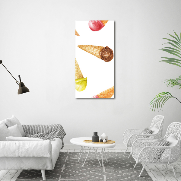 Cuadro de metacrilato vertical Helado en cono de waffle