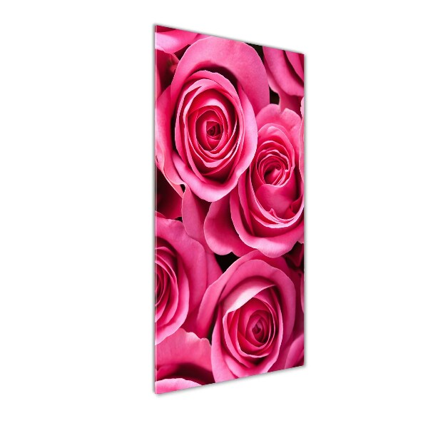 Cuadro decorativo en acrílico brillante vertical rosas rosadas