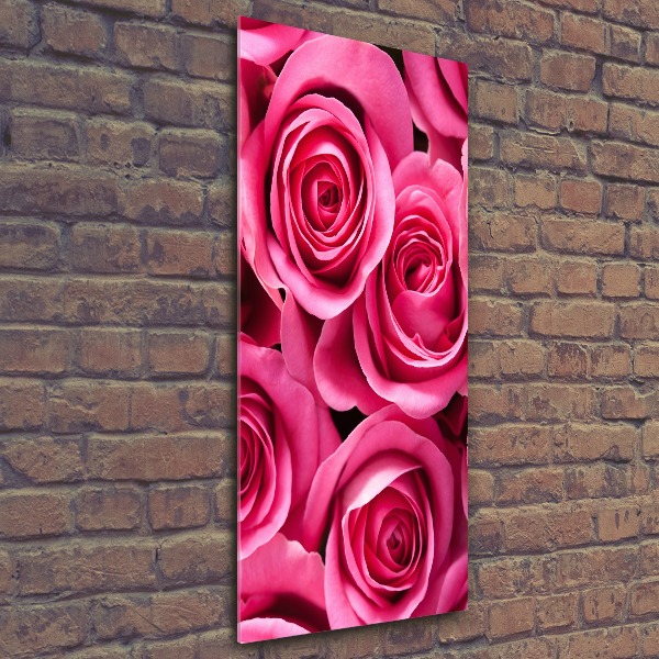Cuadro decorativo en acrílico brillante vertical rosas rosadas
