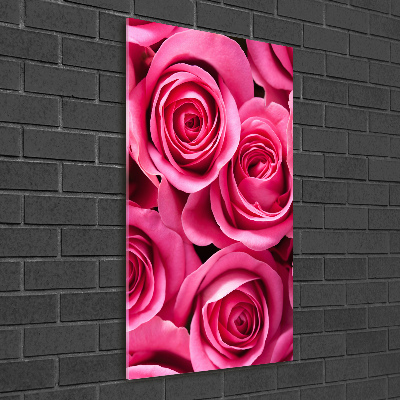 Cuadro decorativo en acrílico brillante vertical rosas rosadas