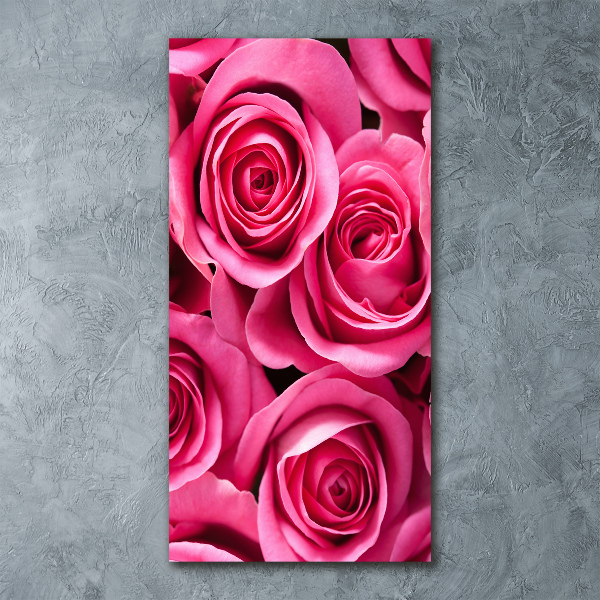 Cuadro decorativo en acrílico brillante vertical rosas rosadas