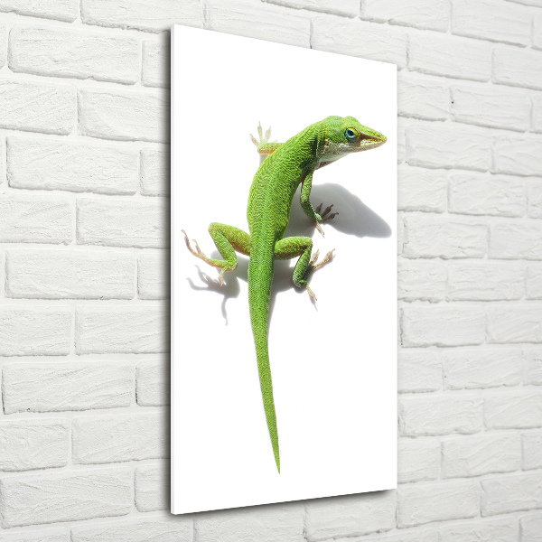 Cuadro decorativo en acrílico brillante vertical lagarto verde