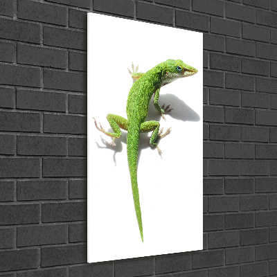 Cuadro decorativo en acrílico brillante vertical lagarto verde