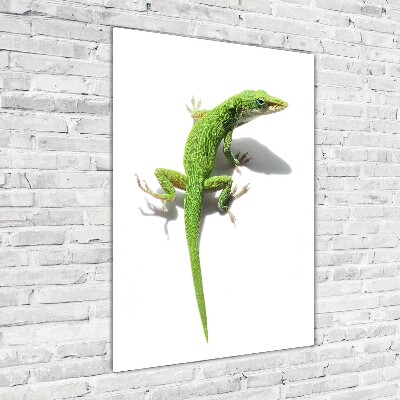 Cuadro decorativo en acrílico brillante vertical lagarto verde