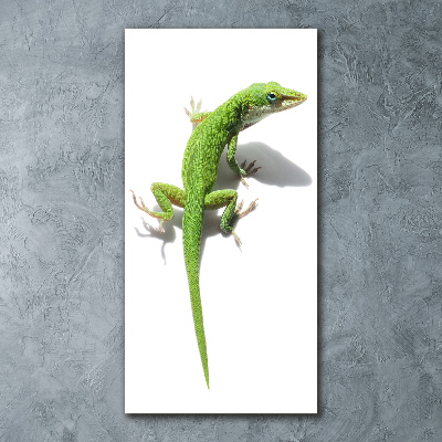 Cuadro decorativo en acrílico brillante vertical lagarto verde