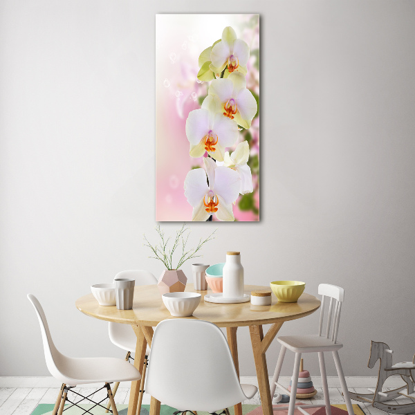 Cuadro decorativo en acrílico brillante vertical Orquídea blanca