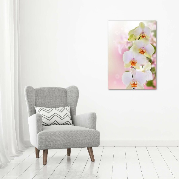 Cuadro decorativo en acrílico brillante vertical Orquídea blanca