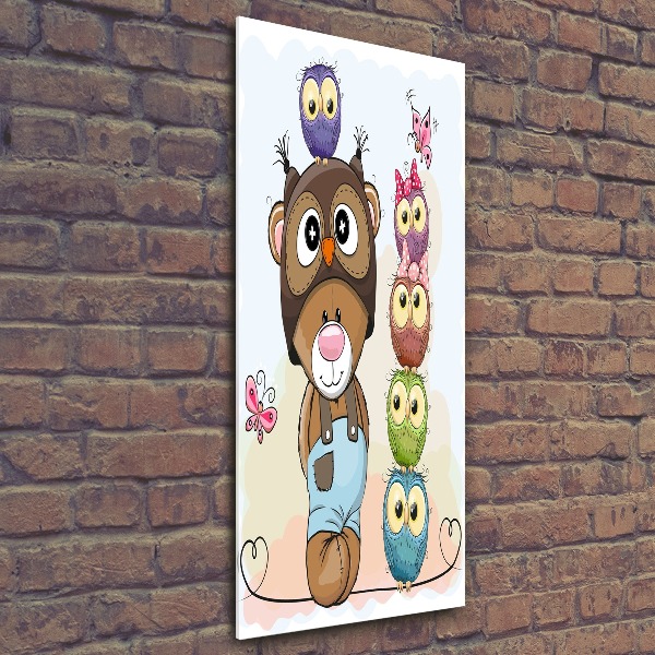 Impresión en metacrilato de alta calidad vertical Osito de peluche y búhos