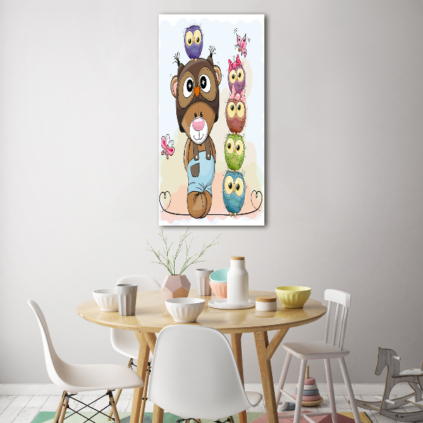 Impresión en metacrilato de alta calidad vertical Osito de peluche y búhos