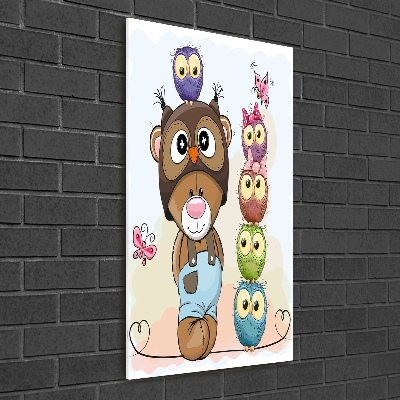Impresión en metacrilato de alta calidad vertical Osito de peluche y búhos