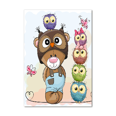 Impresión en metacrilato de alta calidad vertical Osito de peluche y búhos