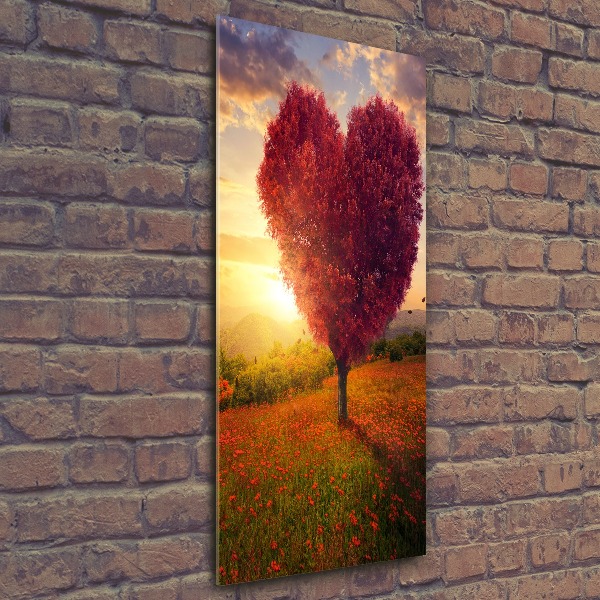 Cuadro decorativo en acrílico brillante vertical Árbol del corazón