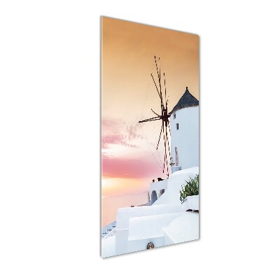 Cuadro decorativo en acrílico brillante vertical Santorini, Grecia