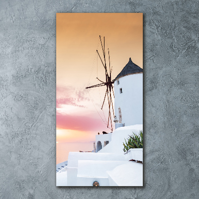 Cuadro decorativo en acrílico brillante vertical Santorini, Grecia