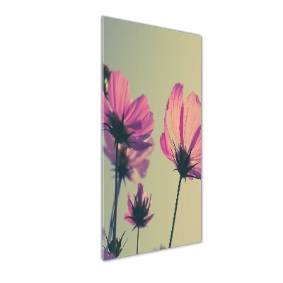 Cuadro de metacrilato moderno efecto cristal vertical flores rosas