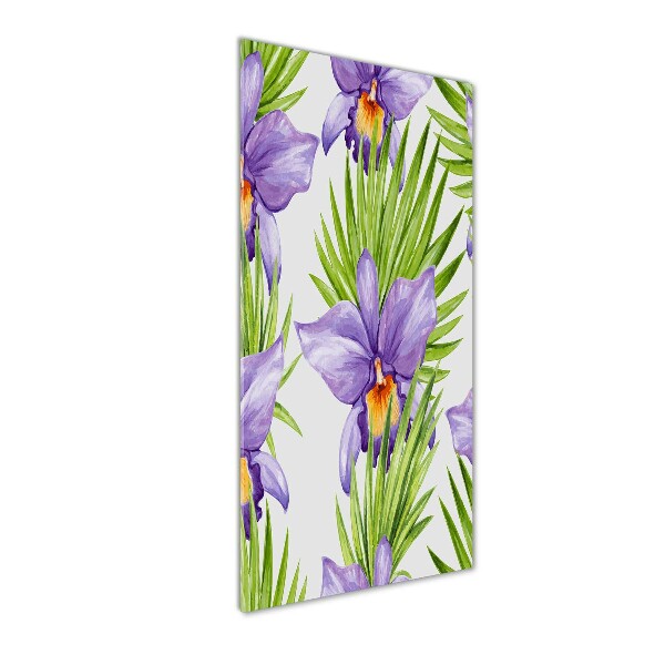 Cuadro decorativo en acrílico brillante vertical Orquídeas y palmeras