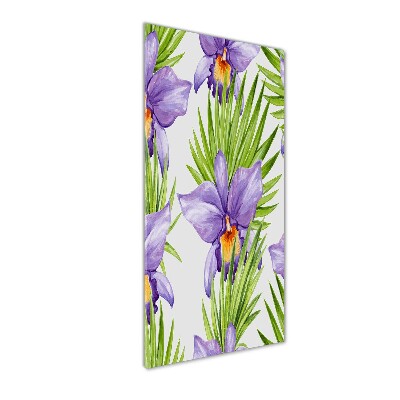 Cuadro decorativo en acrílico brillante vertical Orquídeas y palmeras