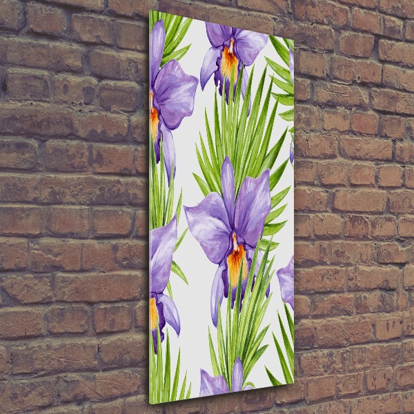 Cuadro decorativo en acrílico brillante vertical Orquídeas y palmeras