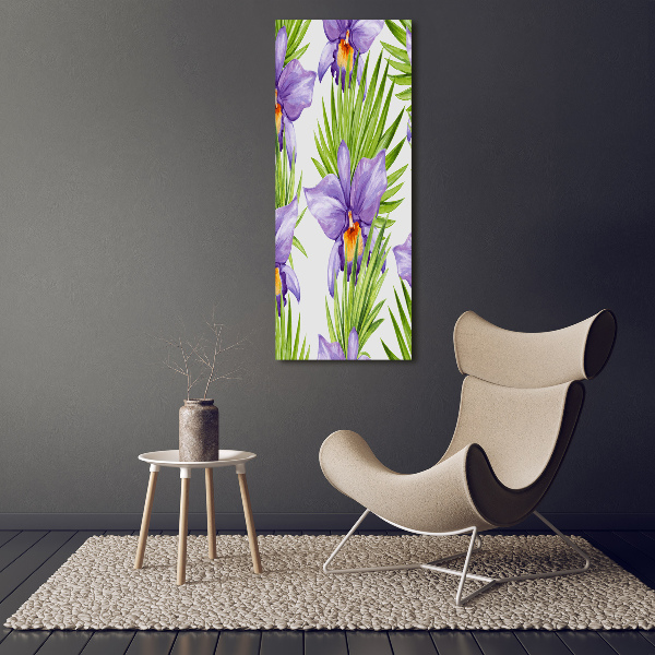 Cuadro decorativo en acrílico brillante vertical Orquídeas y palmeras