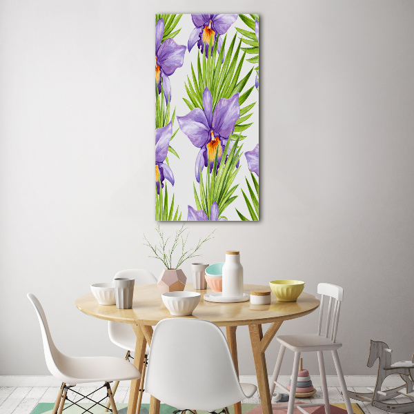 Cuadro decorativo en acrílico brillante vertical Orquídeas y palmeras