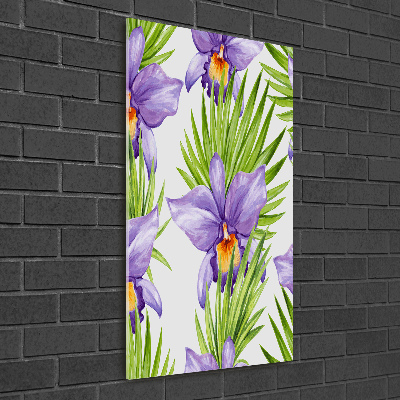 Cuadro decorativo en acrílico brillante vertical Orquídeas y palmeras