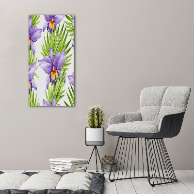 Cuadro decorativo en acrílico brillante vertical Orquídeas y palmeras