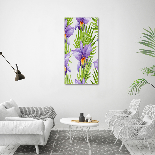 Cuadro decorativo en acrílico brillante vertical Orquídeas y palmeras