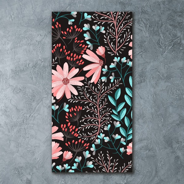 Cuadro de metacrilato moderno efecto cristal vertical Flores silvestres