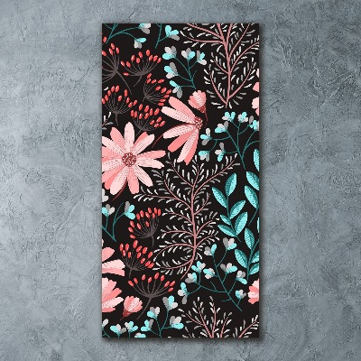 Cuadro de metacrilato moderno efecto cristal vertical Flores silvestres