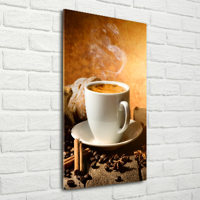 Cuadro de metacrilato moderno efecto cristal vertical Una taza de café
