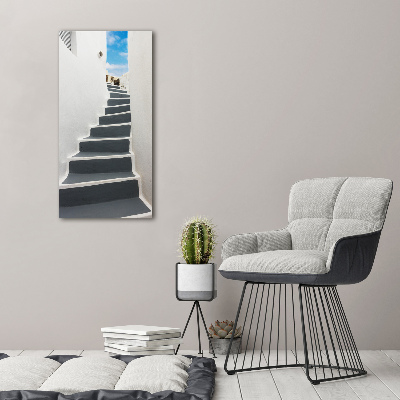 Cuadro de metacrilato moderno efecto cristal vertical Santorini, Grecia