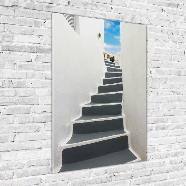 Cuadro de metacrilato moderno efecto cristal vertical Santorini, Grecia