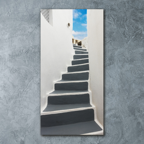 Cuadro de metacrilato moderno efecto cristal vertical Santorini, Grecia