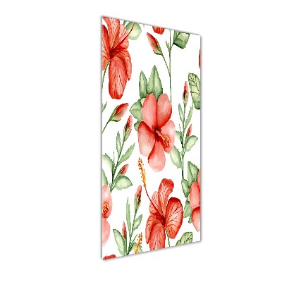 Cuadro decorativo en acrílico brillante vertical flores tropicales