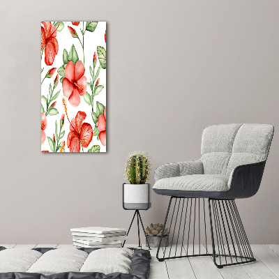 Cuadro decorativo en acrílico brillante vertical flores tropicales