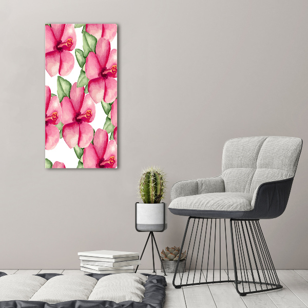 Cuadro de metacrilato vertical flores tropicales