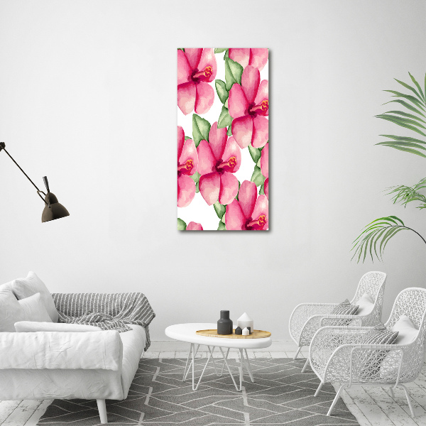 Cuadro de metacrilato vertical flores tropicales