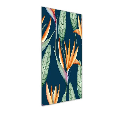 Cuadro de metacrilato moderno efecto cristal vertical Strelitzia reginae