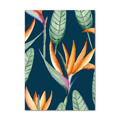 Cuadro de metacrilato moderno efecto cristal vertical Strelitzia reginae