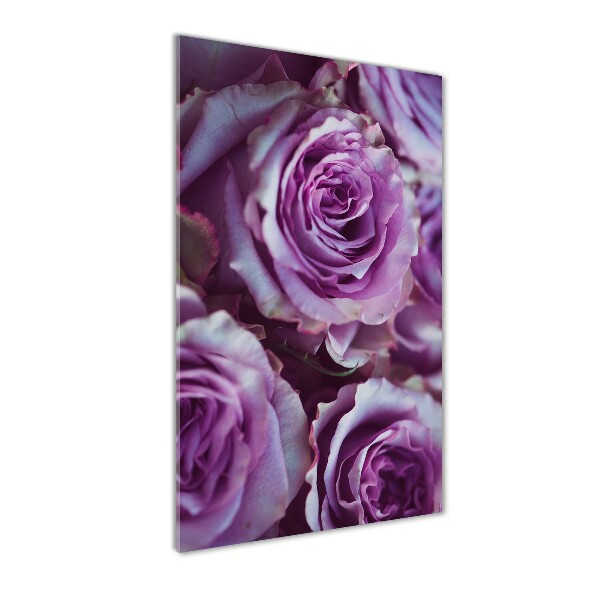 Cuadro decorativo en acrílico brillante vertical Rosas moradas
