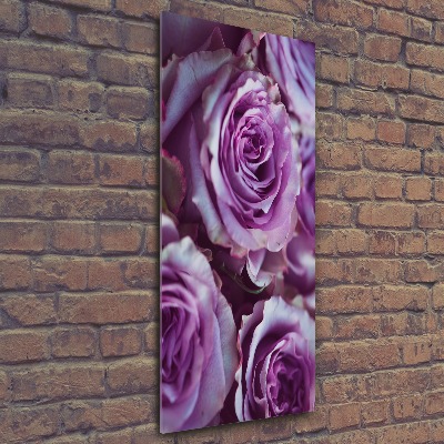Cuadro decorativo en acrílico brillante vertical Rosas moradas