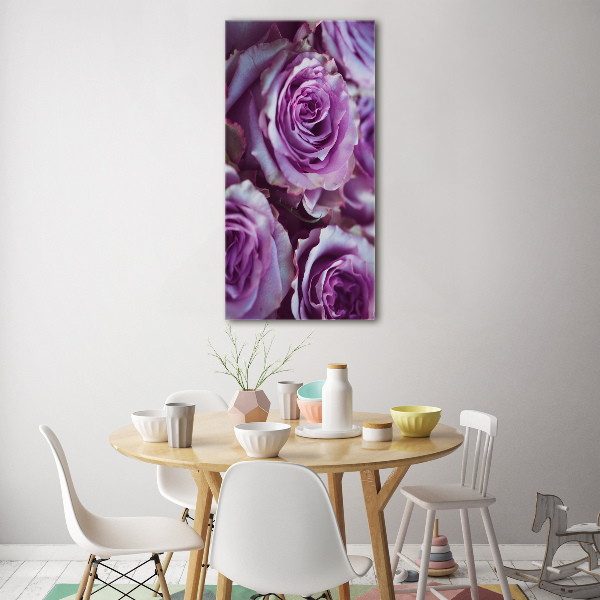 Cuadro decorativo en acrílico brillante vertical Rosas moradas