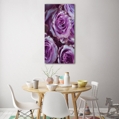 Cuadro decorativo en acrílico brillante vertical Rosas moradas
