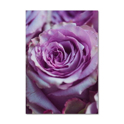 Cuadro decorativo en acrílico brillante vertical Rosas moradas
