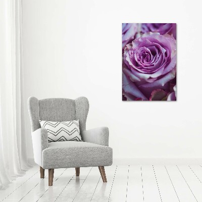 Cuadro decorativo en acrílico brillante vertical Rosas moradas