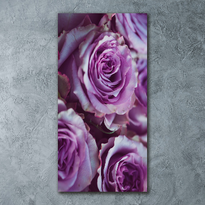 Cuadro decorativo en acrílico brillante vertical Rosas moradas