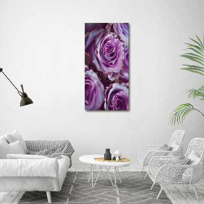 Cuadro decorativo en acrílico brillante vertical Rosas moradas